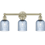 Edison Bridal Veil Bathroom Vanity Light - Antique Brass / Princess Blue