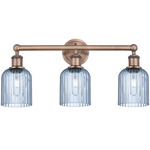 Edison Bridal Veil Bathroom Vanity Light - Antique Copper / Princess Blue