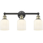Edison Bridal Veil Bathroom Vanity Light - Black Antique Brass / Gloss White