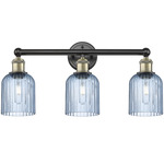 Edison Bridal Veil Bathroom Vanity Light - Black Antique Brass / Princess Blue