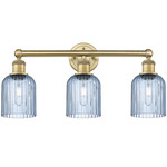 Edison Bridal Veil Bathroom Vanity Light - Brushed Brass / Princess Blue