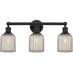 Edison Bridal Veil Bathroom Vanity Light - Matte Black / Mercury