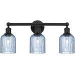 Edison Bridal Veil Bathroom Vanity Light - Matte Black / Princess Blue