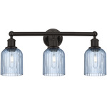 Edison Bridal Veil Bathroom Vanity Light - Oil Rubbed Bronze / Princess Blue