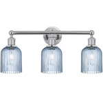 Edison Bridal Veil Bathroom Vanity Light - Polished Chrome / Princess Blue