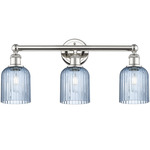 Edison Bridal Veil Bathroom Vanity Light - Polished Nickel / Princess Blue