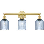 Edison Bridal Veil Bathroom Vanity Light - Satin Gold / Princess Blue