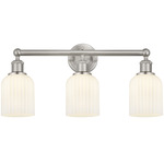 Edison Bridal Veil Bathroom Vanity Light - Satin Nickel / Gloss White