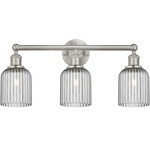 Edison Bridal Veil Bathroom Vanity Light - Satin Nickel / Smoke