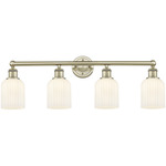 Edison Bridal Veil Bathroom Vanity Light - Antique Brass / Gloss White