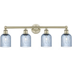 Edison Bridal Veil Bathroom Vanity Light - Antique Brass / Princess Blue