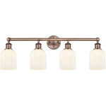 Edison Bridal Veil Bathroom Vanity Light - Antique Copper / Gloss White