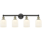 Edison Bridal Veil Bathroom Vanity Light - Black Antique Brass / Gloss White