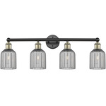 Edison Bridal Veil Bathroom Vanity Light - Black Antique Brass / Smoke