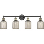 Edison Bridal Veil Bathroom Vanity Light - Black Antique Brass / Mercury