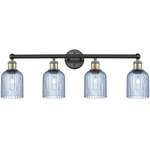 Edison Bridal Veil Bathroom Vanity Light - Black Antique Brass / Princess Blue