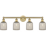 Edison Bridal Veil Bathroom Vanity Light - Brushed Brass / Mercury