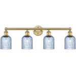 Edison Bridal Veil Bathroom Vanity Light - Brushed Brass / Princess Blue