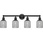 Edison Bridal Veil Bathroom Vanity Light - Matte Black / Smoke