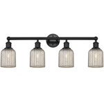 Edison Bridal Veil Bathroom Vanity Light - Matte Black / Mercury