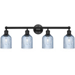 Edison Bridal Veil Bathroom Vanity Light - Matte Black / Princess Blue