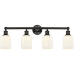 Edison Bridal Veil Bathroom Vanity Light - Oil Rubbed Bronze / Gloss White