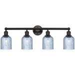Edison Bridal Veil Bathroom Vanity Light - Oil Rubbed Bronze / Princess Blue
