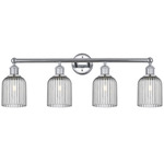 Edison Bridal Veil Bathroom Vanity Light - Polished Chrome / Smoke