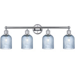Edison Bridal Veil Bathroom Vanity Light - Polished Chrome / Princess Blue