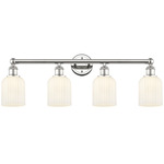 Edison Bridal Veil Bathroom Vanity Light - Polished Nickel / Gloss White