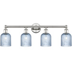 Edison Bridal Veil Bathroom Vanity Light - Polished Nickel / Princess Blue
