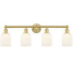 Edison Bridal Veil Bathroom Vanity Light - Satin Gold / Gloss White