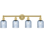 Edison Bridal Veil Bathroom Vanity Light - Satin Gold / Princess Blue