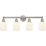 Edison Bridal Veil Bathroom Vanity Light - Satin Nickel / Gloss White