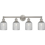 Edison Bridal Veil Bathroom Vanity Light - Satin Nickel / Smoke