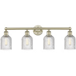 Edison Bridal Veil Bathroom Vanity Light - Antique Brass / Clear
