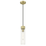 Boreas Cord Hung Pendant - Antique Brass / Clear Seedy