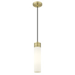 Boreas Cord Hung Pendant - Antique Brass / Striped White