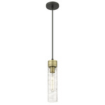 Boreas Cord Hung Pendant - Black Antique Brass / Clear Swirl