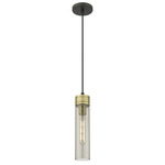Boreas Cord Hung Pendant - Black Antique Brass / Smoke