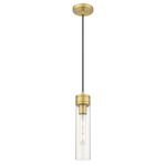 Boreas Cord Hung Pendant - Brushed Brass / Clear