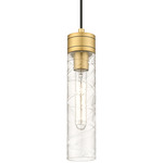 Boreas Cord Hung Pendant - Brushed Brass / Deco Swirl