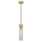 Boreas Cord Hung Pendant - Brushed Brass / Smoke