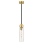 Boreas Cord Hung Pendant - Brushed Brass / Clear Seedy