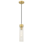 Boreas Cord Hung Pendant - Brushed Brass / Striped Clear