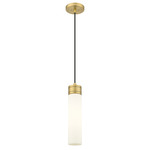 Boreas Cord Hung Pendant - Brushed Brass / Striped White