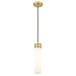 Boreas Cord Hung Pendant - Brushed Brass / White