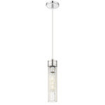 Boreas Cord Hung Pendant - Polished Chrome / Striped Clear