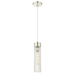 Boreas Cord Hung Pendant - Polished Nickel / Striped Clear