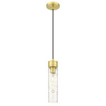 Boreas Cord Hung Pendant - Satin Gold / Clear Swirl